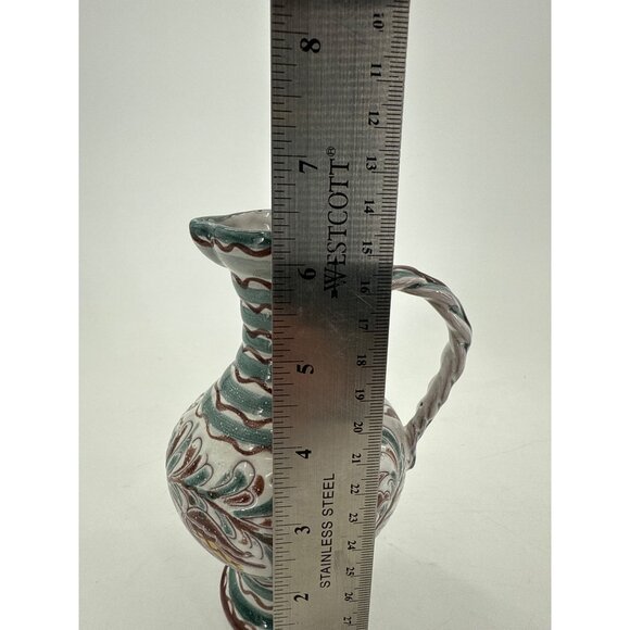 Handcrafted Ceramic Pitcher Vase Handle Swirl Patterns American zone of Germany - Picture 7 of 7